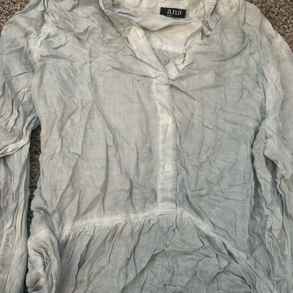A.N.A Light Gray Button-Up Blouse